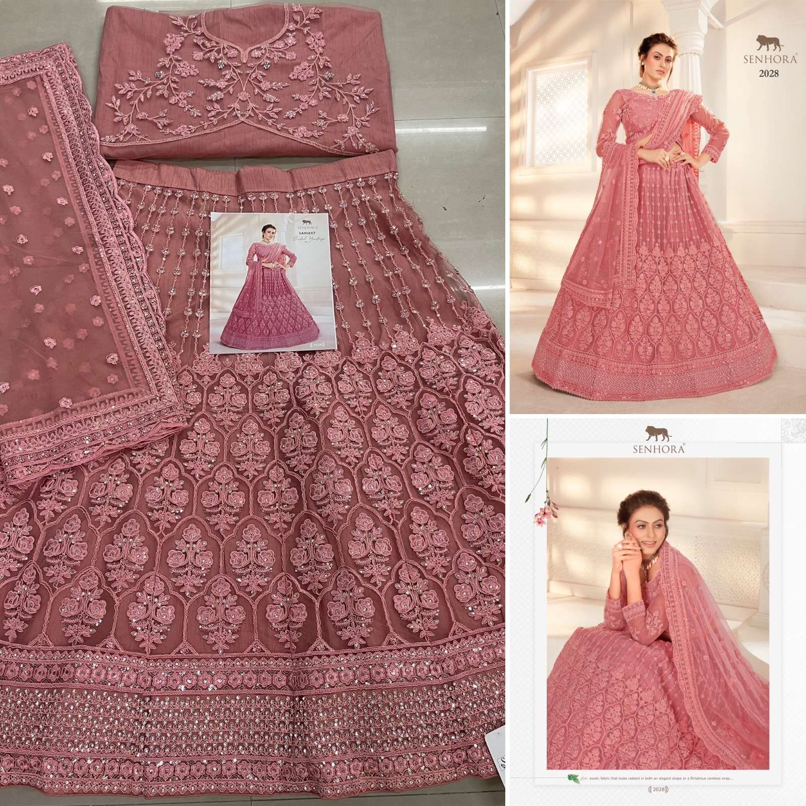SENHORA designer Heavy Net With Fancy Dori Work lehenga