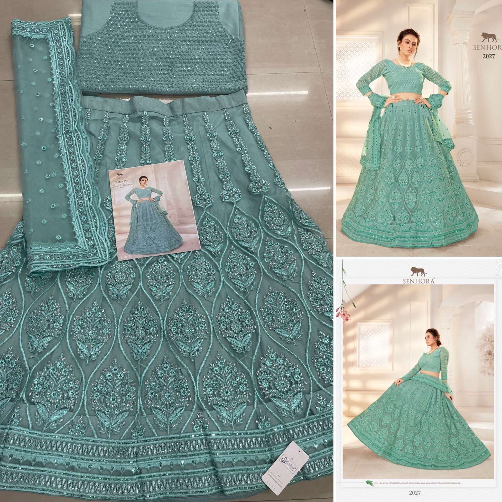 SENHORA designer Heavy Net With Fancy Dori Work lehenga
