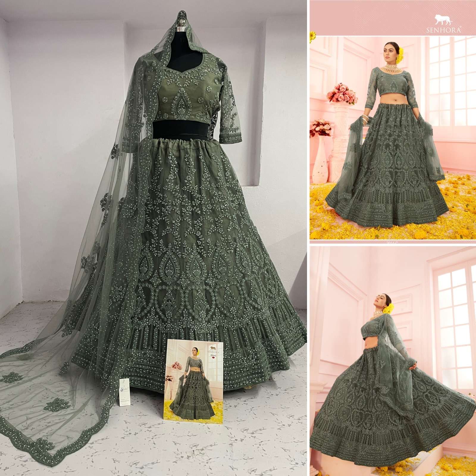 SENHORA designer Heavy Net With Fancy Dori Work lehenga
