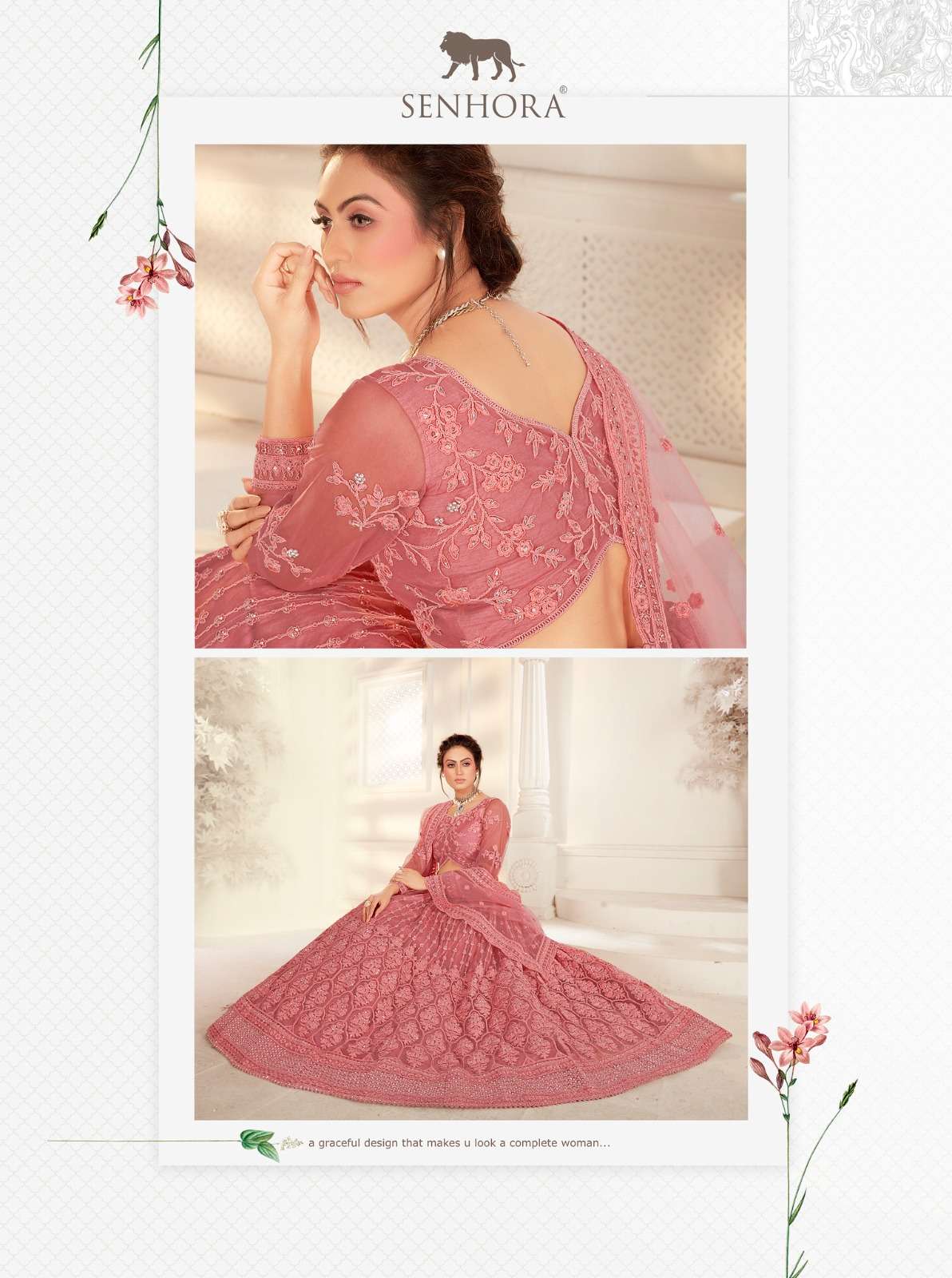 SENHORA designer Heavy Net With Fancy Dori Work lehenga