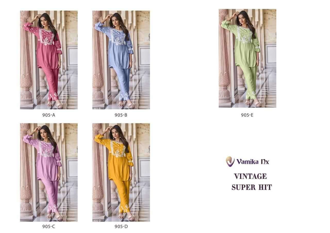 vamika nx vintage series 905 Heavy REYON co-ord sets