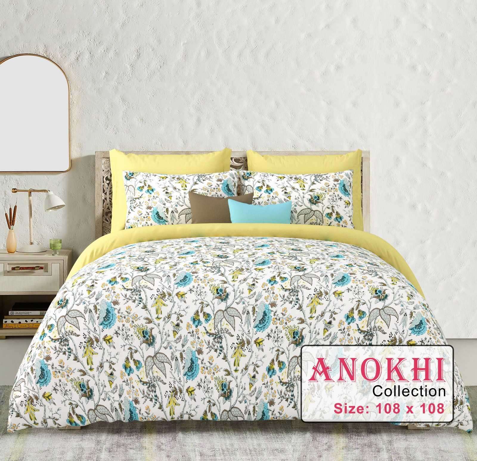 anokhi king size cotton fancy bedsheets with pillow cover exports