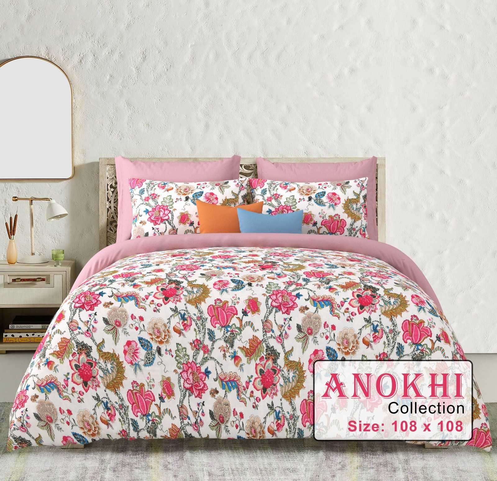 anokhi king size cotton fancy bedsheets with pillow cover exports