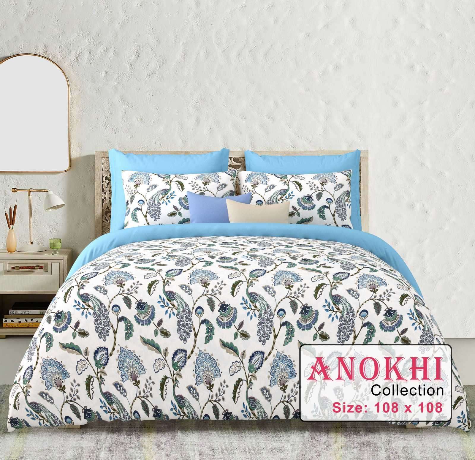 anokhi king size cotton fancy bedsheets with pillow cover exports