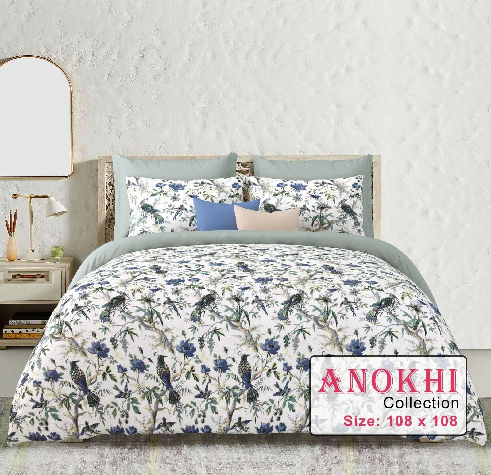 anokhi king size cotton fancy bedsheets with pillow cover exports