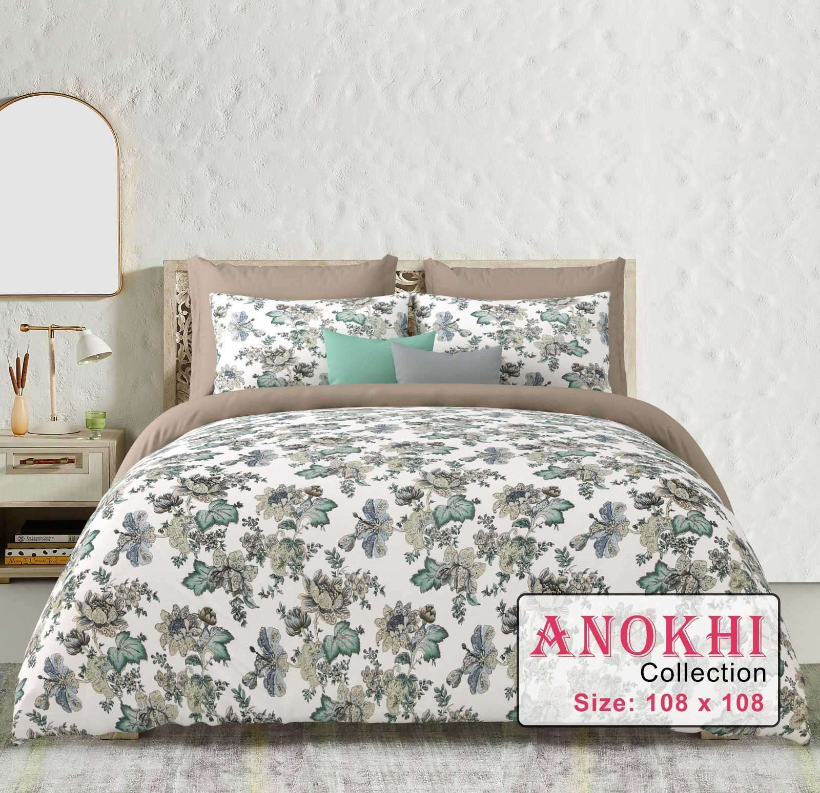 anokhi king size cotton fancy bedsheets with pillow cover exports
