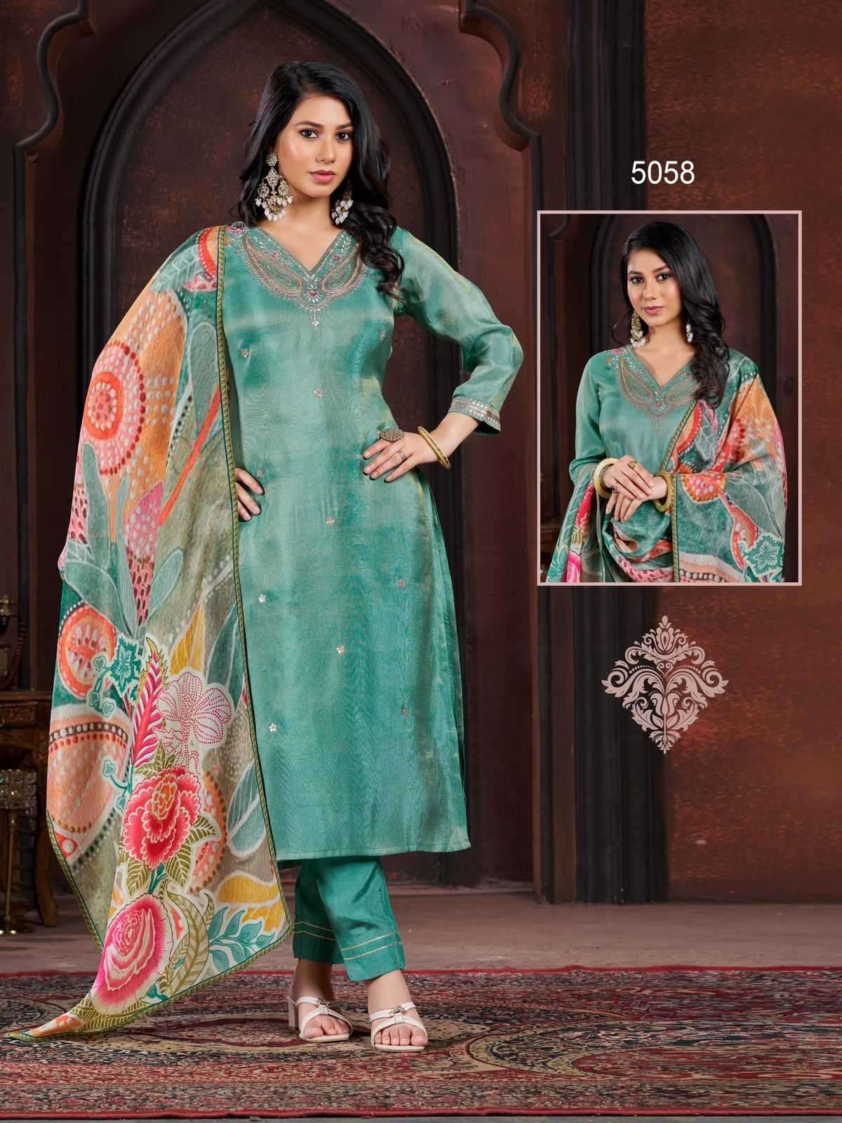 colorx 5057 to 5059 & 5082 to 5084 Pure Gold Tissu readymade suit 