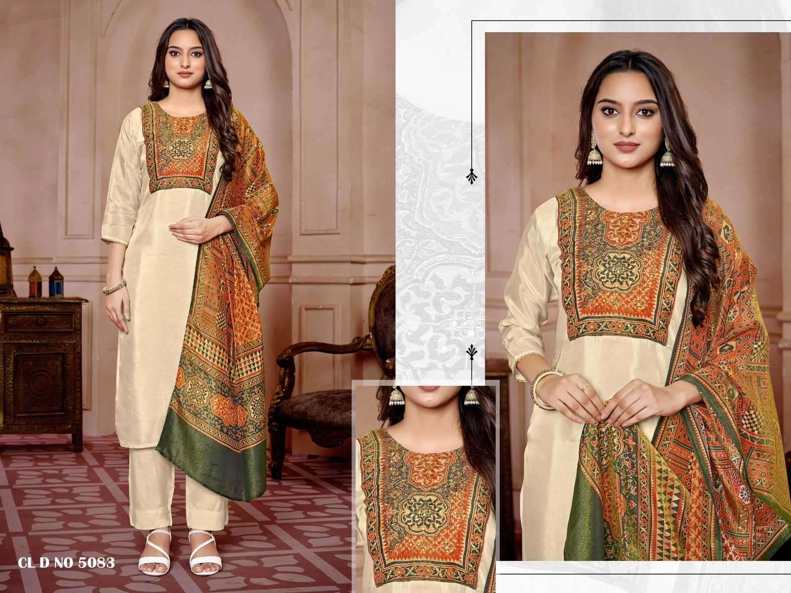 colorx 5057 to 5059 & 5082 to 5084 Pure Gold Tissu readymade suit 