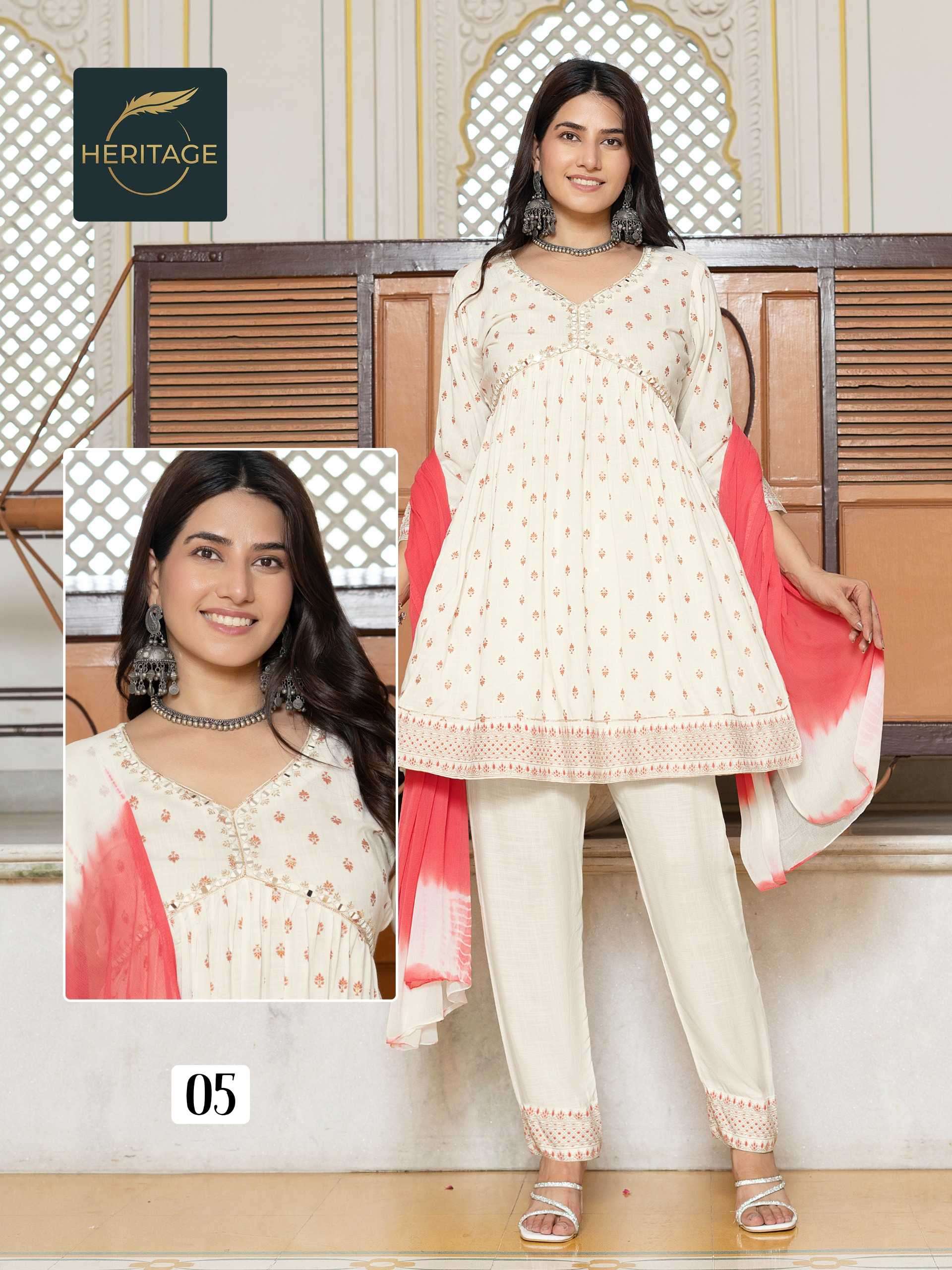 heritage ananya series 01-04 rayon slub readymade suit 