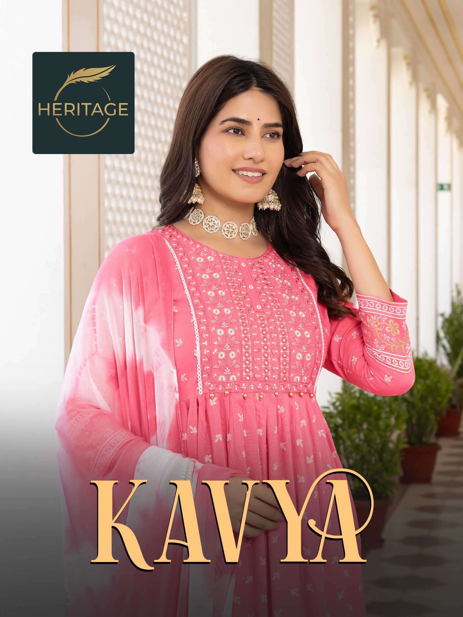 heritage kavya series 01-05 rayon slub readymade suit 