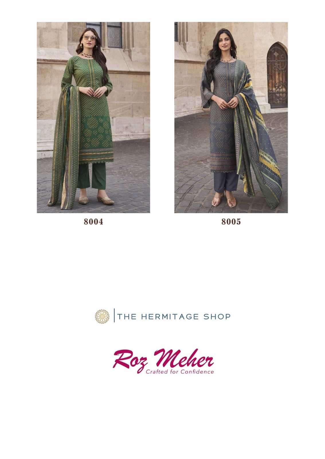 hermitage roz meher series 8000-8005 Pure Lawn suit