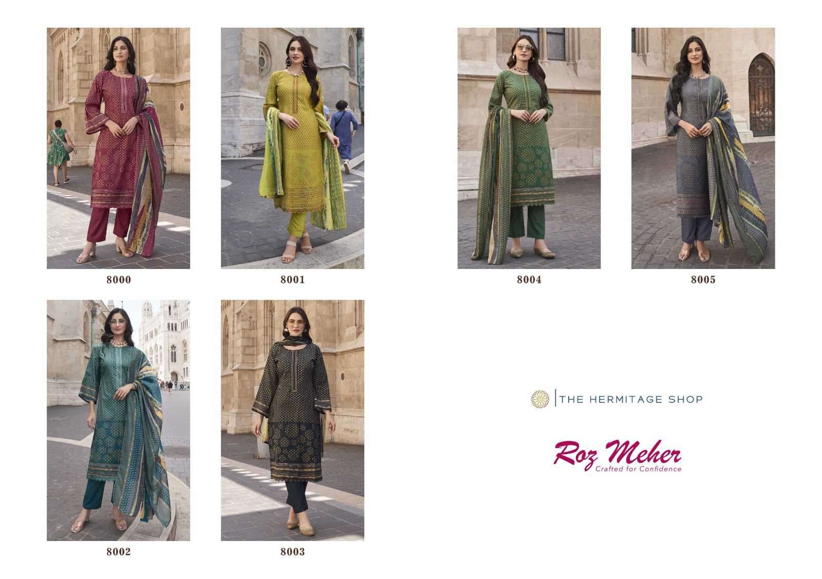 hermitage roz meher series 8000-8005 Pure Lawn suit