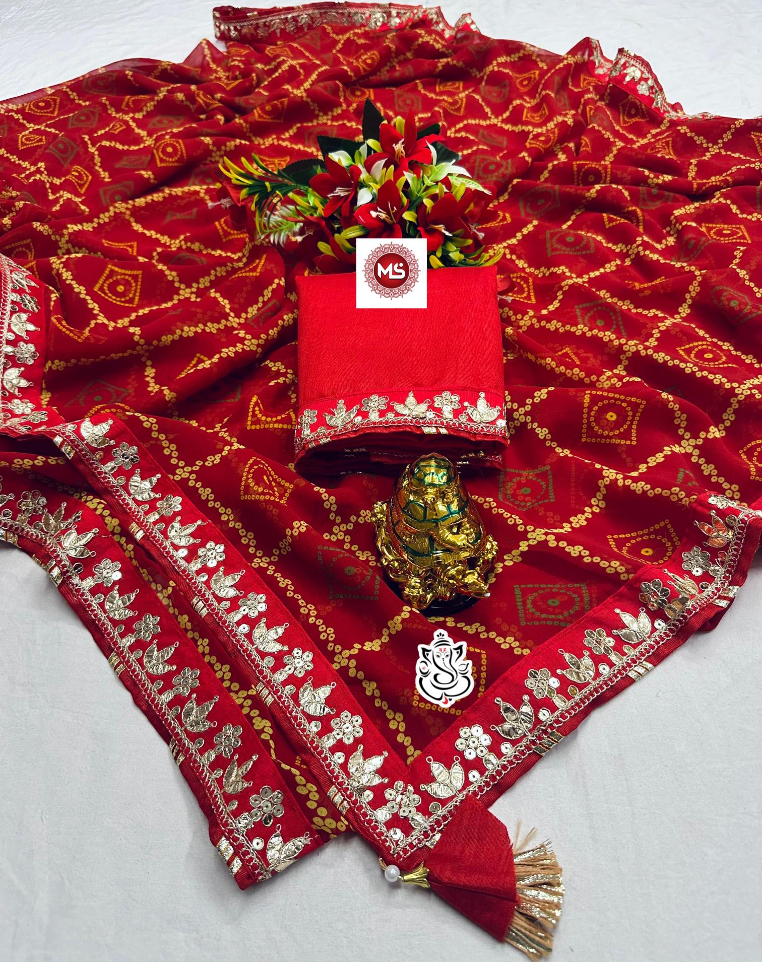 MS BRAND 2824 heavy Georgette original khadi print saree