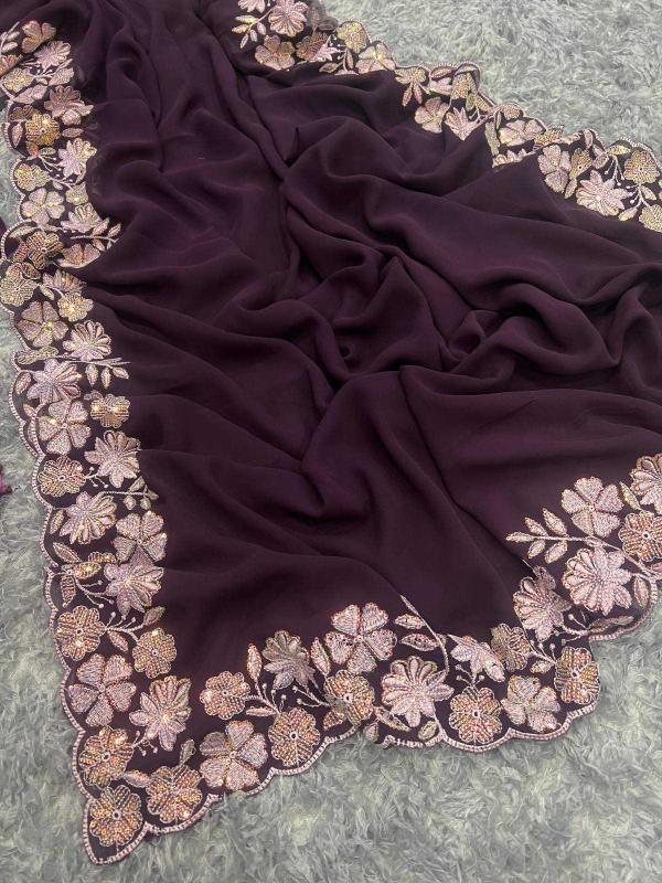 pr kc 2005 georgette beautiful sequence work occasion wear saree exports