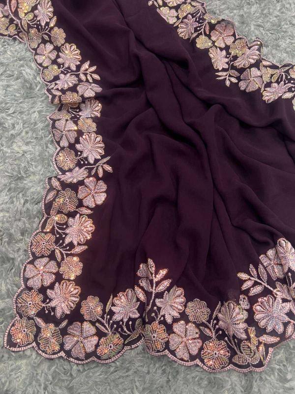 pr kc 2005 georgette beautiful sequence work occasion wear saree exports