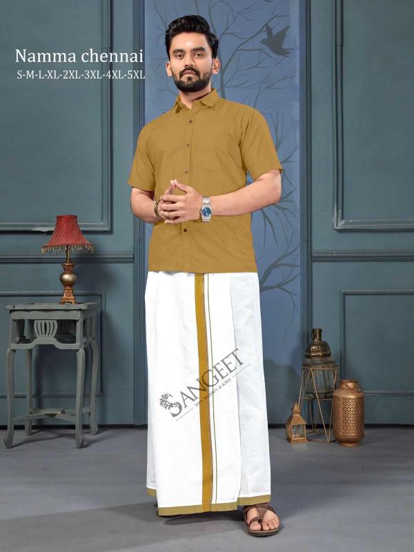 pr namma chennai cotton full stitch daily wear big size shirt & vesti catalog