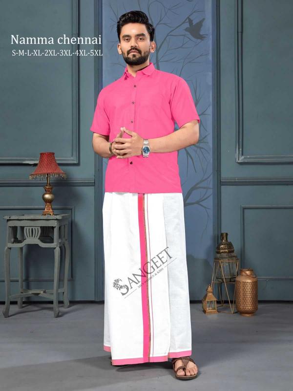 pr namma chennai cotton full stitch daily wear big size shirt & vesti catalog