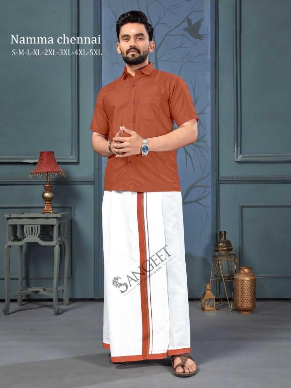pr namma chennai cotton full stitch daily wear big size shirt & vesti catalog
