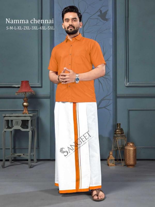 pr namma chennai cotton full stitch daily wear big size shirt & vesti catalog