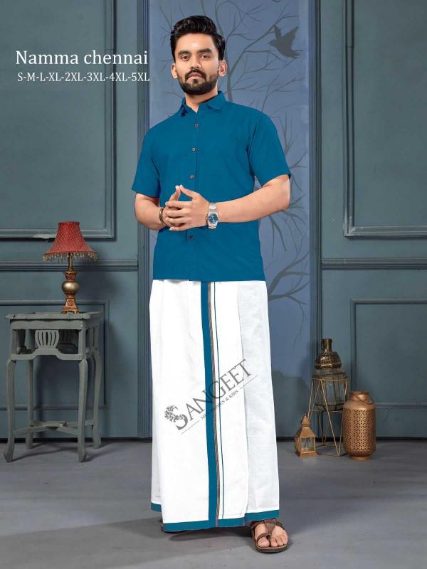 pr namma chennai cotton full stitch daily wear big size shirt & vesti catalog
