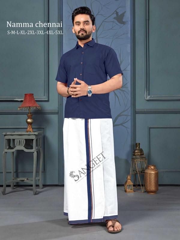 pr namma chennai cotton full stitch daily wear big size shirt & vesti catalog