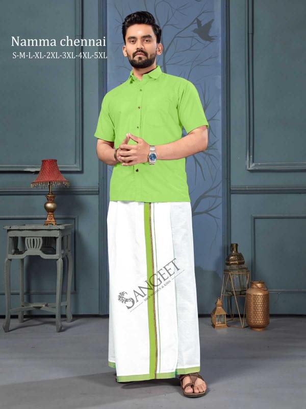 pr namma chennai cotton full stitch daily wear big size shirt & vesti catalog