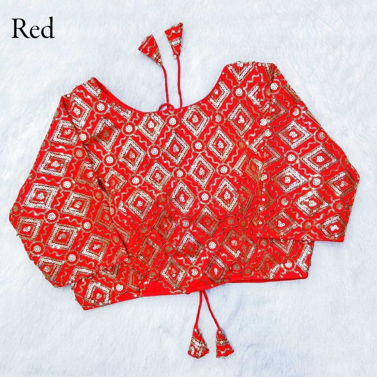 pr queen party wear sequence work fancy georgette embroidery work readymade blouses