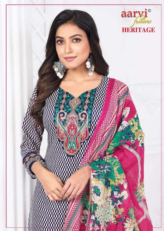 aarvi fashion heritage vol 2 traditional cotton print full stitch 3pcs dress
