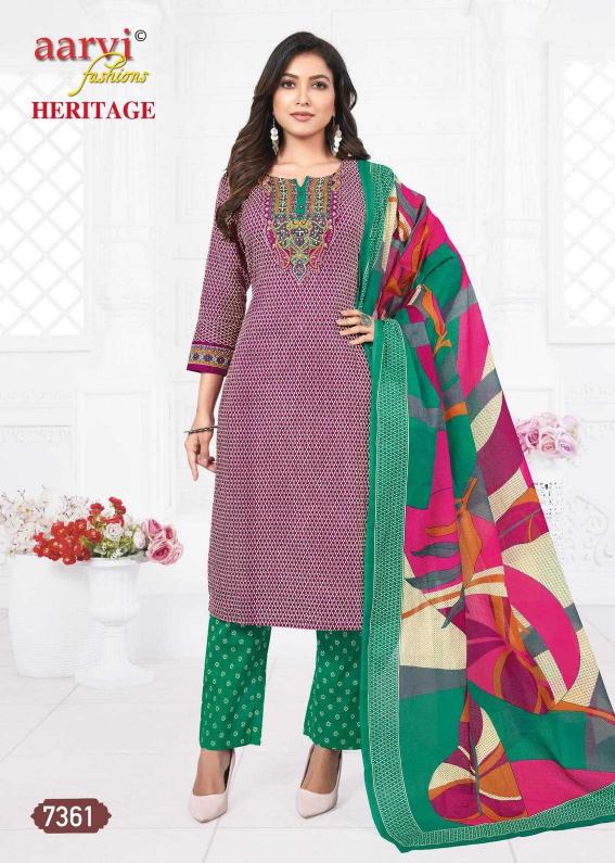 aarvi fashion heritage vol 2 traditional cotton print full stitch 3pcs dress