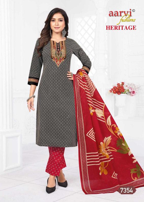 aarvi fashion heritage vol 2 traditional cotton print full stitch 3pcs dress