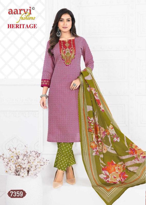 aarvi fashion heritage vol 2 traditional cotton print full stitch 3pcs dress