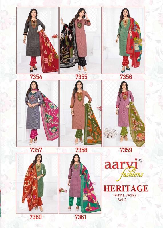 aarvi fashion heritage vol 2 traditional cotton print full stitch 3pcs dress