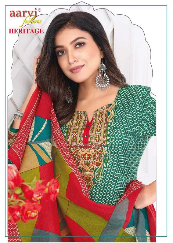 aarvi fashion heritage vol 2 traditional cotton print full stitch 3pcs dress
