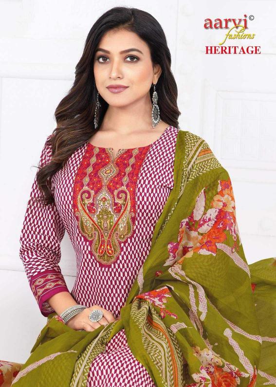 aarvi fashion heritage vol 2 traditional cotton print full stitch 3pcs dress