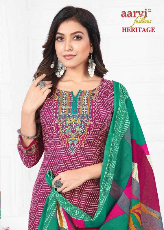 aarvi fashion heritage vol 2 traditional cotton print full stitch 3pcs dress