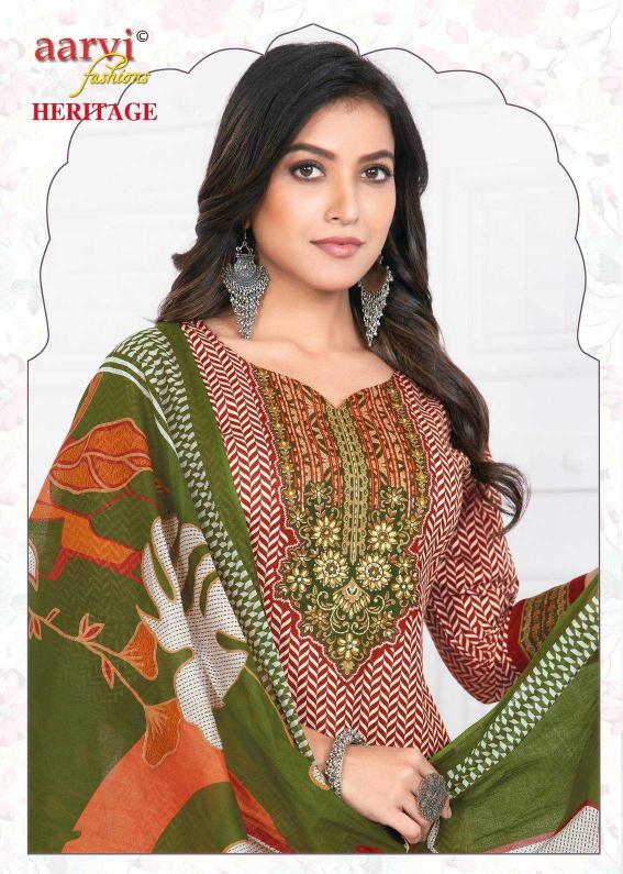 aarvi fashion heritage vol 2 traditional cotton print full stitch 3pcs dress