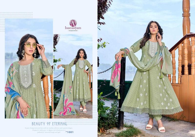 anarkali by isavasyam corporation chikan work full stitch suit