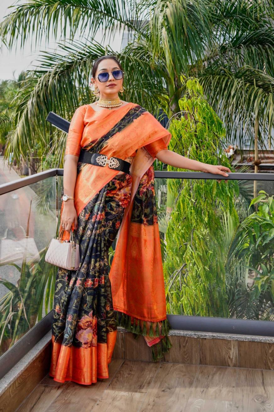 pr kc 3013 zari work designer beautiful organza saree for women