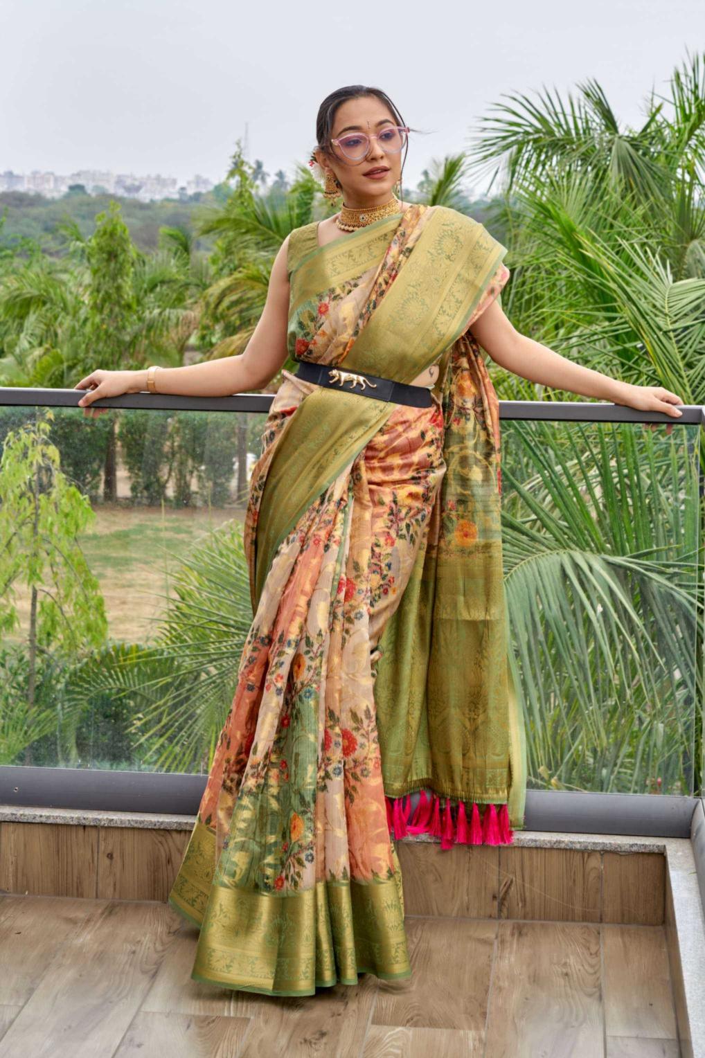 pr kc 3013 zari work designer beautiful organza saree for women