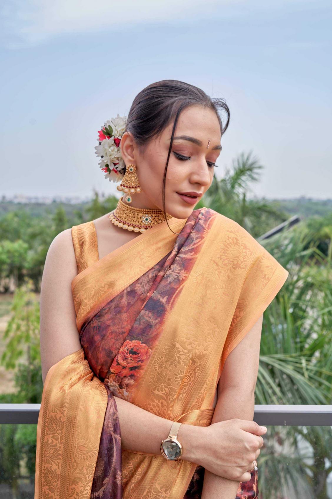 pr kc 3013 zari work designer beautiful organza saree for women