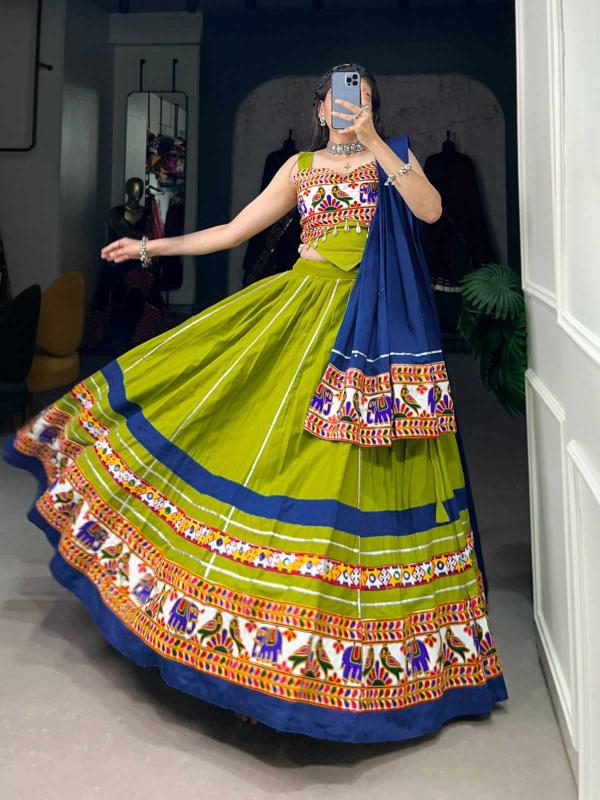 pr lnb1682 cotton gamthi work original mirror work fully stitch lehenga choli