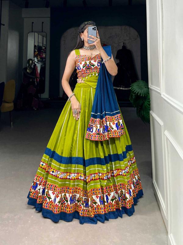 pr lnb1682 cotton gamthi work original mirror work fully stitch lehenga choli