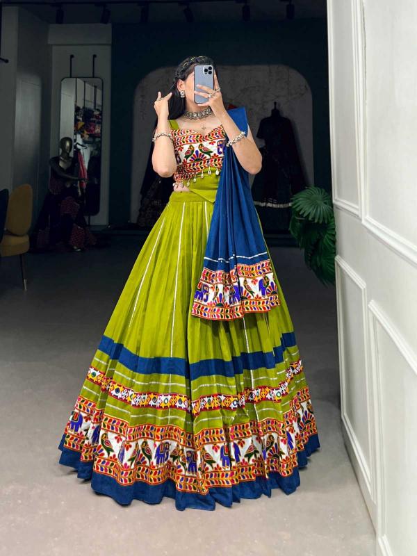 pr lnb1682 cotton gamthi work original mirror work fully stitch lehenga choli