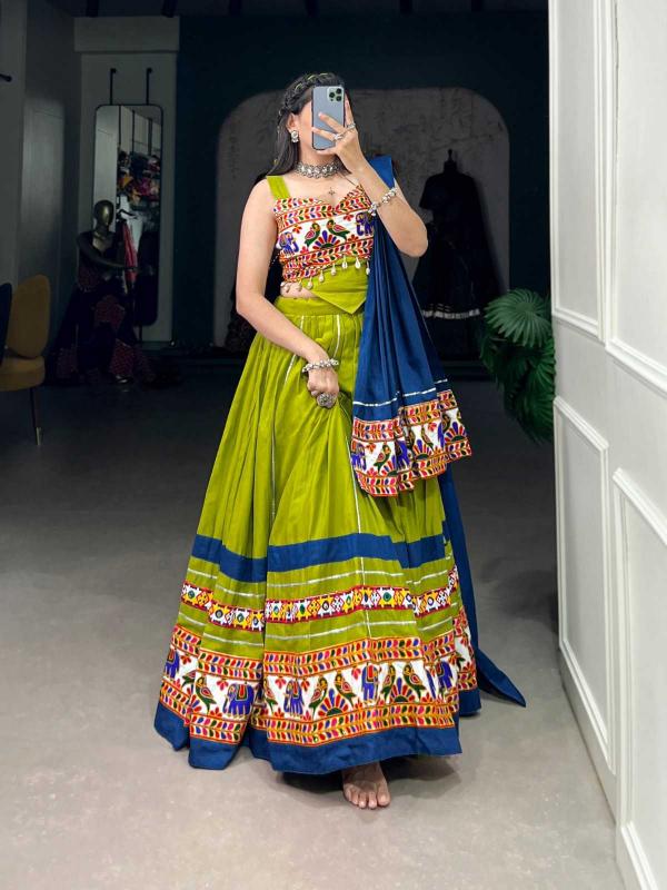 pr lnb1682 cotton gamthi work original mirror work fully stitch lehenga choli