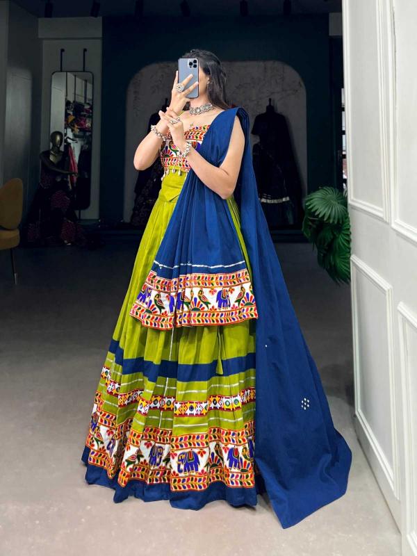 pr lnb1682 cotton gamthi work original mirror work fully stitch lehenga choli