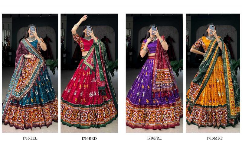 pr lnb1716 tussar silk patola print fashionable navratri colorful lehenga