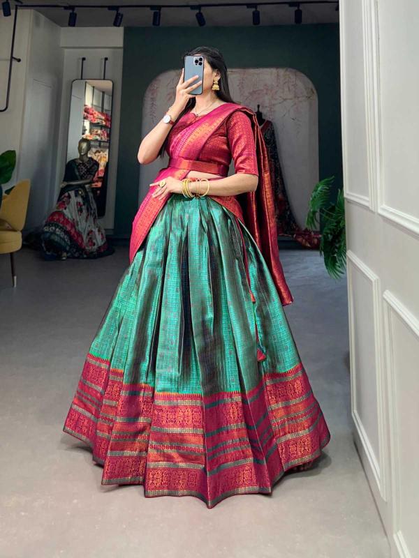 pr lnb2025 latest jacquard silk colorful stitch lehenga unstitch choli