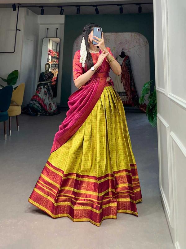 pr lnb2025 latest jacquard silk colorful stitch lehenga unstitch choli