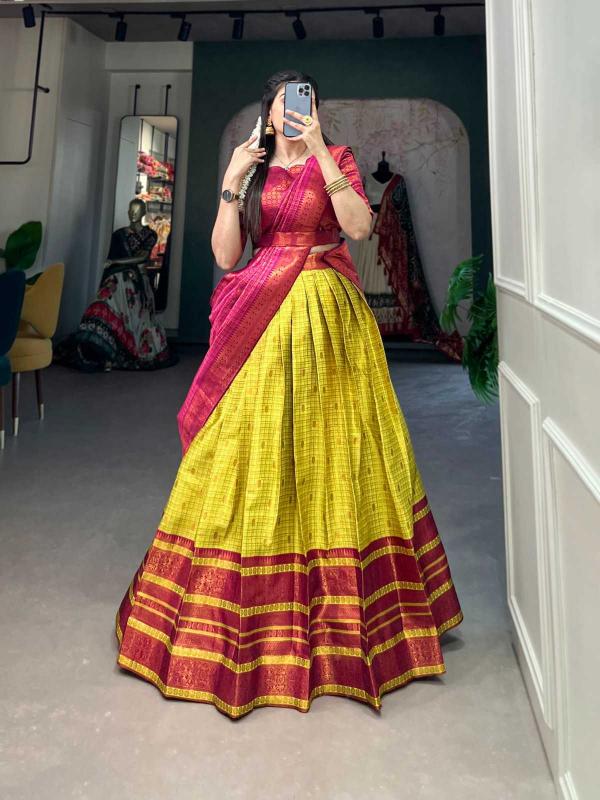 pr lnb2025 latest jacquard silk colorful stitch lehenga unstitch choli