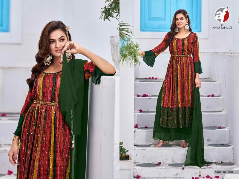 anju fab SW-6001 PURE CORCHET GEORGETTE  wholesale readymade salwar kameez in surat
